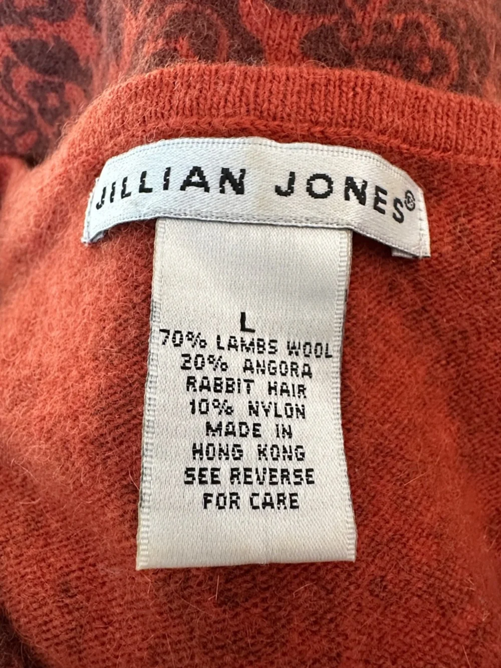 Vintage Jillian Jones Cardigan Sweater Womens Large Rust Brown‎ Paisley Buttons
